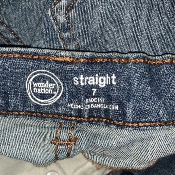 Boys Wonder Nation Blue Denim Distressed Straight Cut Adjustable Waist Shorts Si - Picture 2 of 5